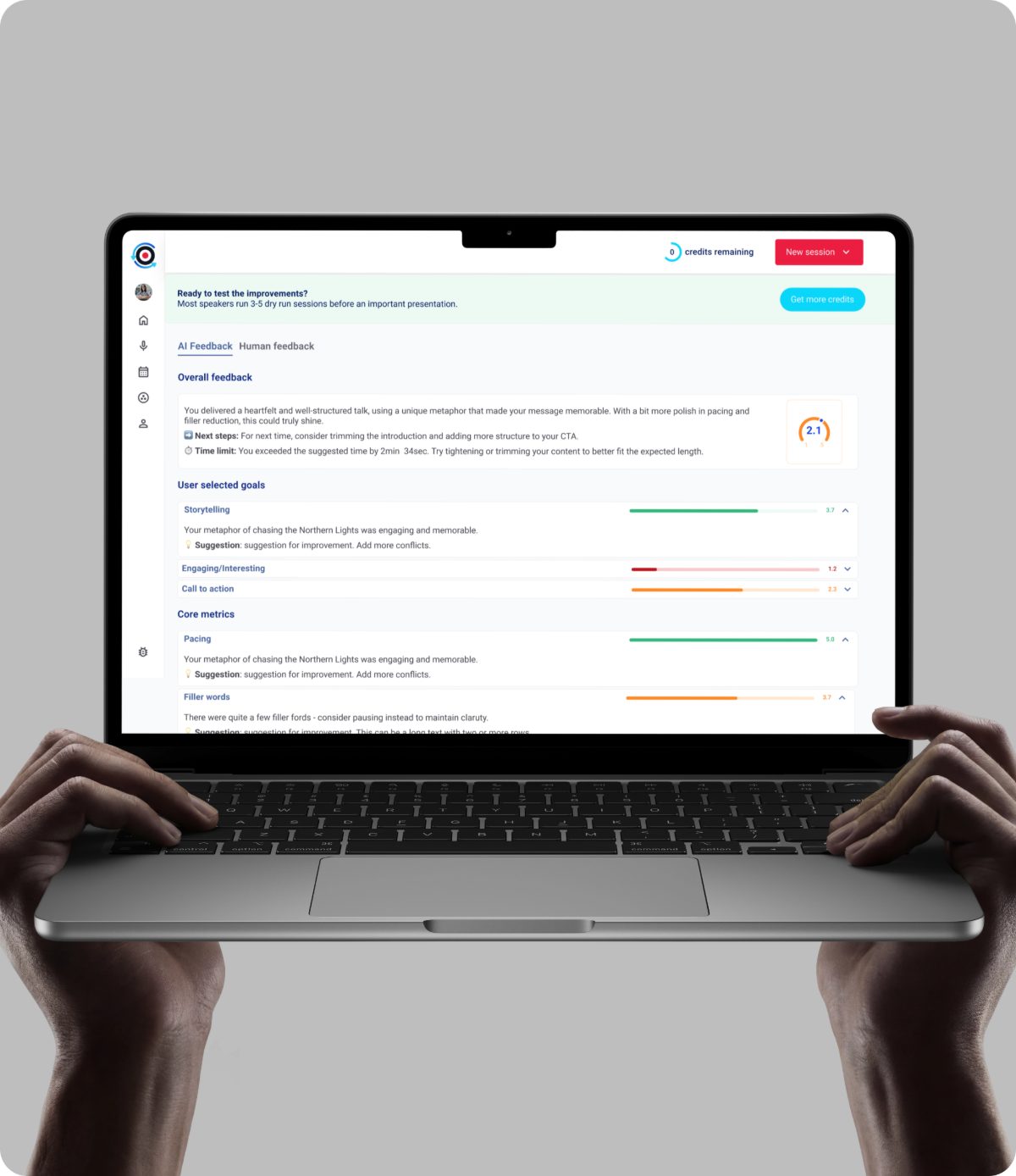 AI feedback report on a laptop